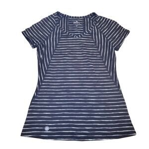 Athleta Black Stripe Scoop V-Neck Athletic Fit Top – Women’s XS – Short Sleeve